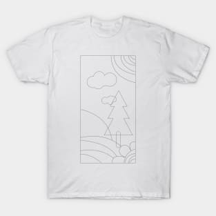 Line Art Landscapes Illustration T-Shirt